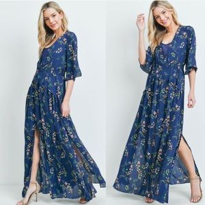 - - Gorgeous bohemian floral maxi dress womens